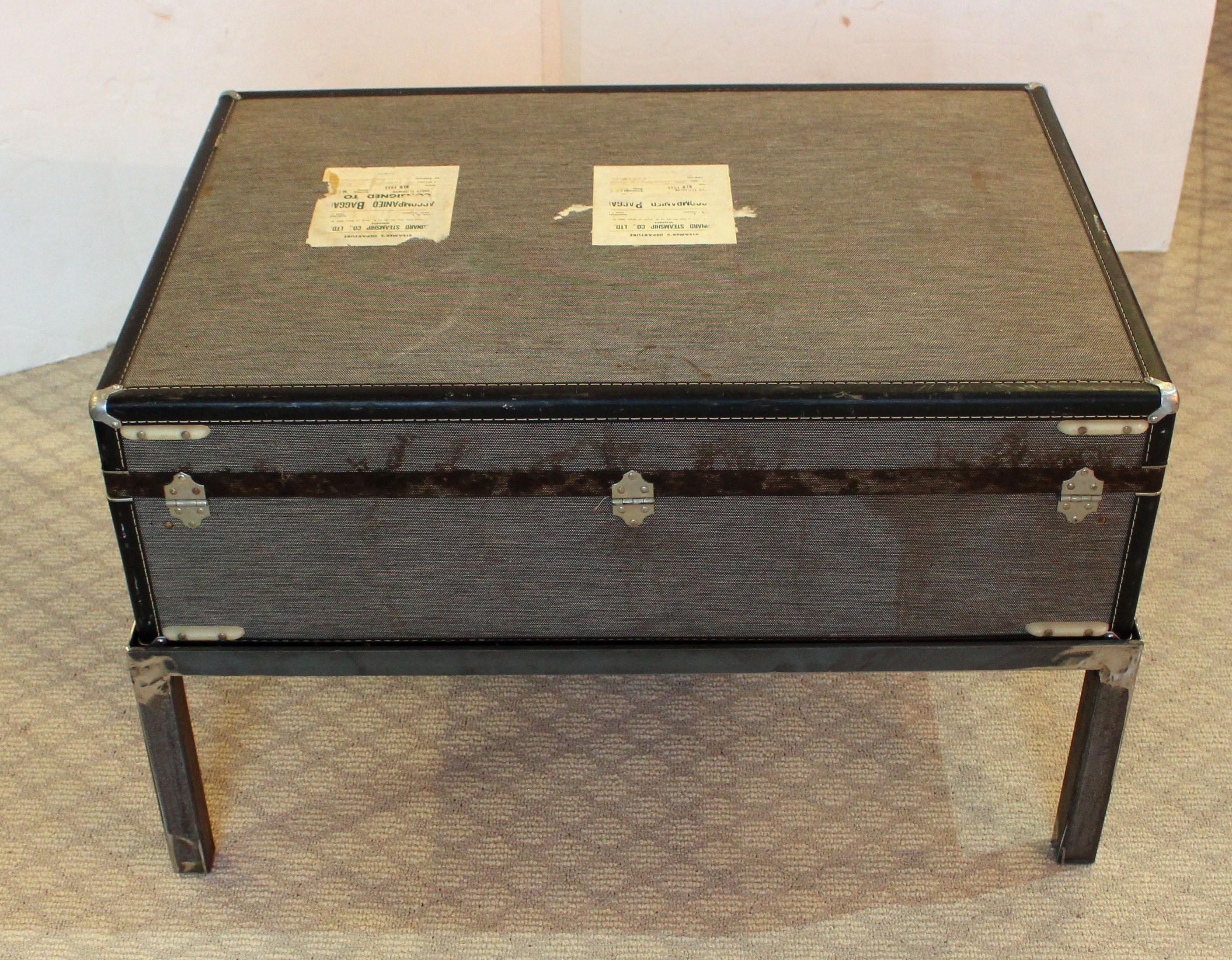 Mid-Century Modern c. 1950s Hartmann Skymate Suitcase on Custom Coffee Table Height Stand For Sale