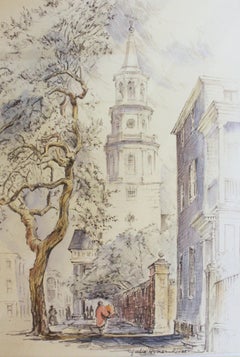 c. 1950s "St. Michael's Church Street" Print by Julia Homer Wilson