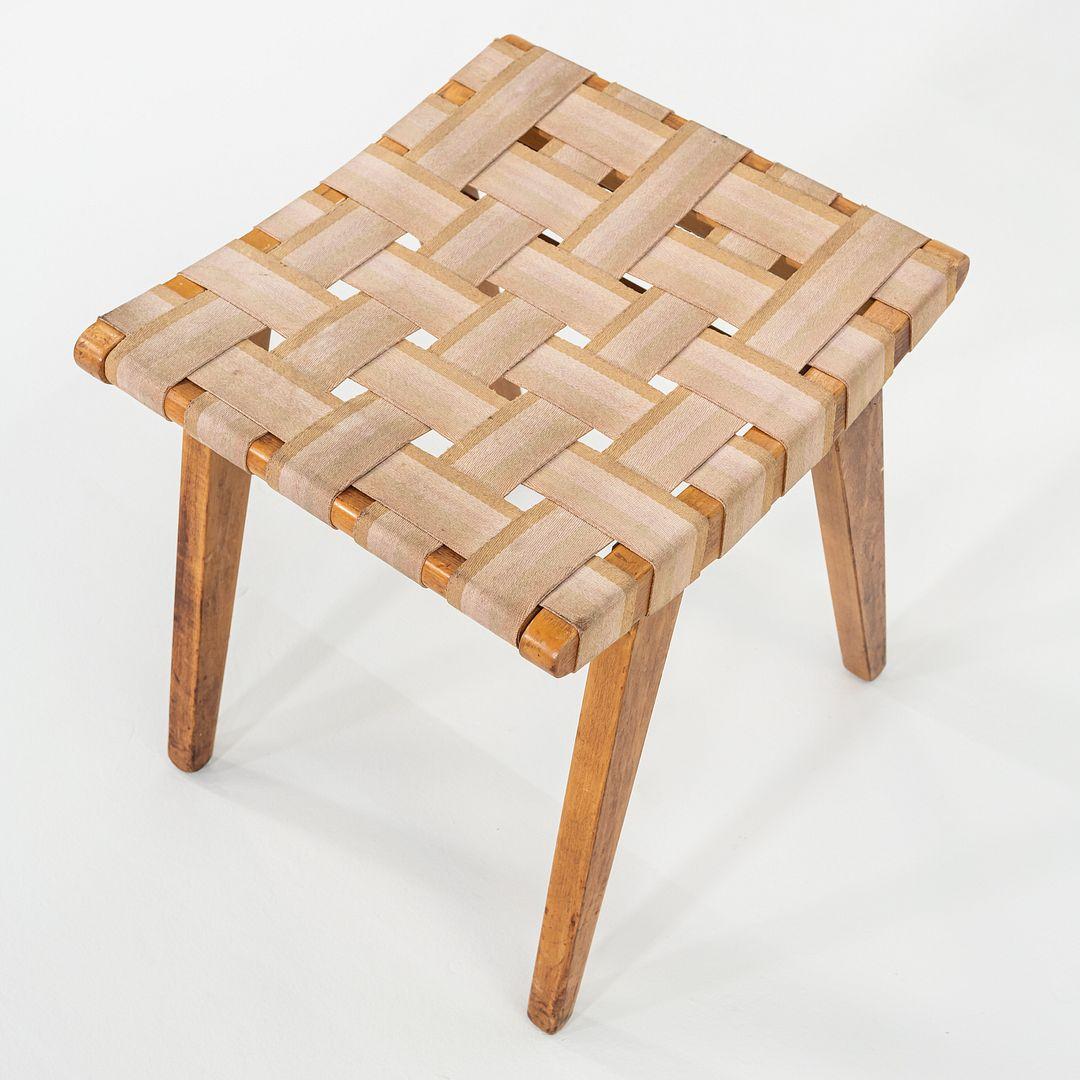 C. 1951 Jens Risom for Knoll Stool 667-W in Maple and Canvas with Label For Sale 5