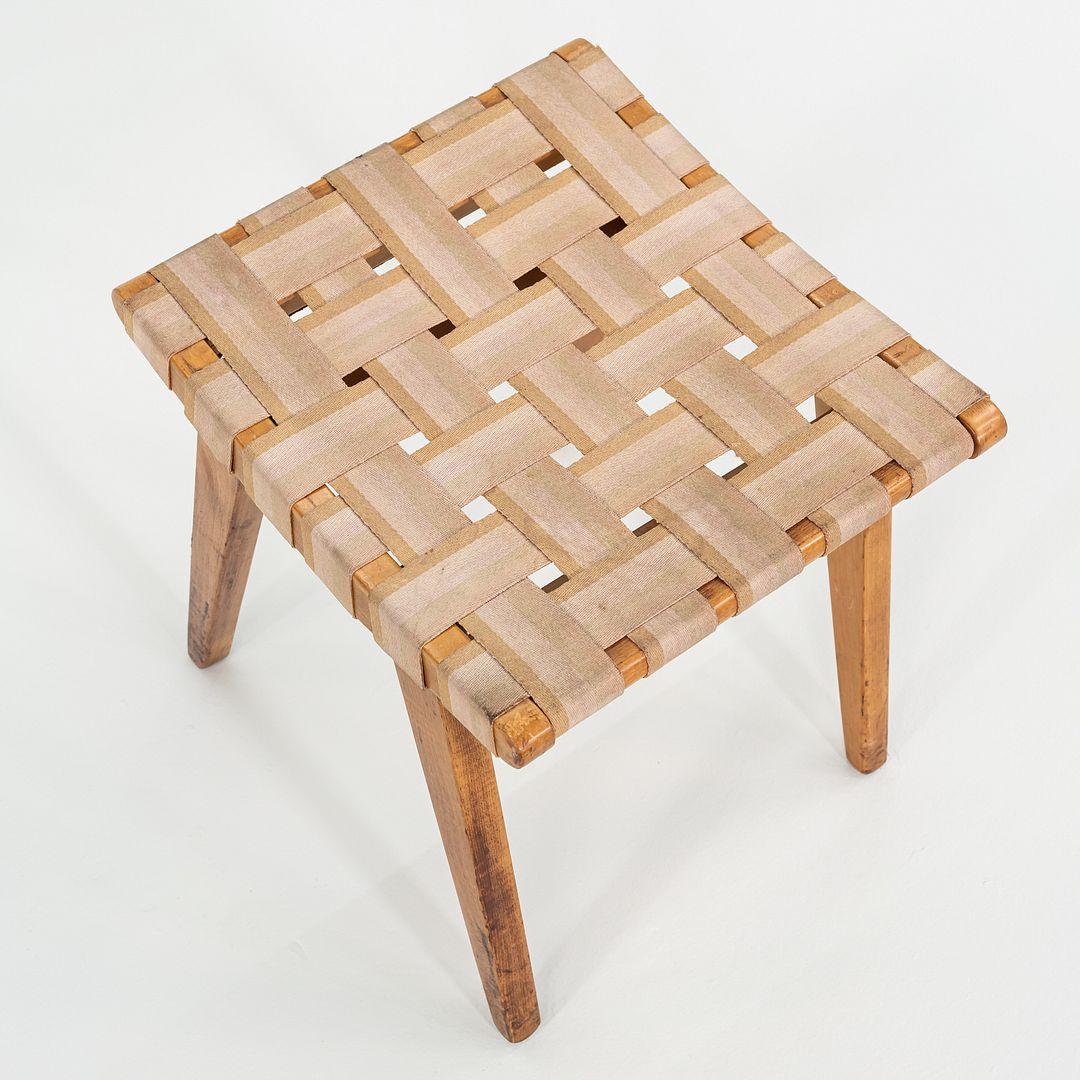 C. 1951 Jens Risom for Knoll Stool 667-W in Maple and Canvas with Label For Sale 6