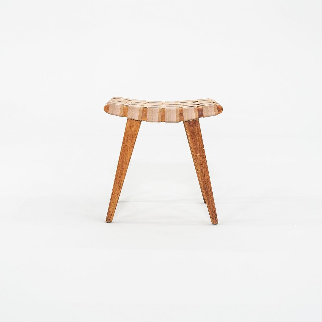 Modern C. 1951 Jens Risom for Knoll Stool 667-W in Maple and Canvas with Label For Sale