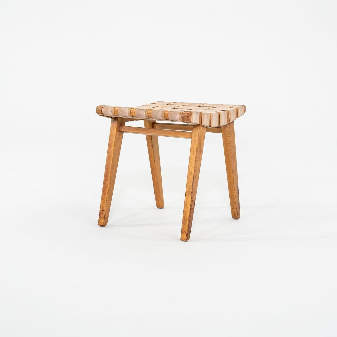 American C. 1951 Jens Risom for Knoll Stool 667-W in Maple and Canvas with Label For Sale