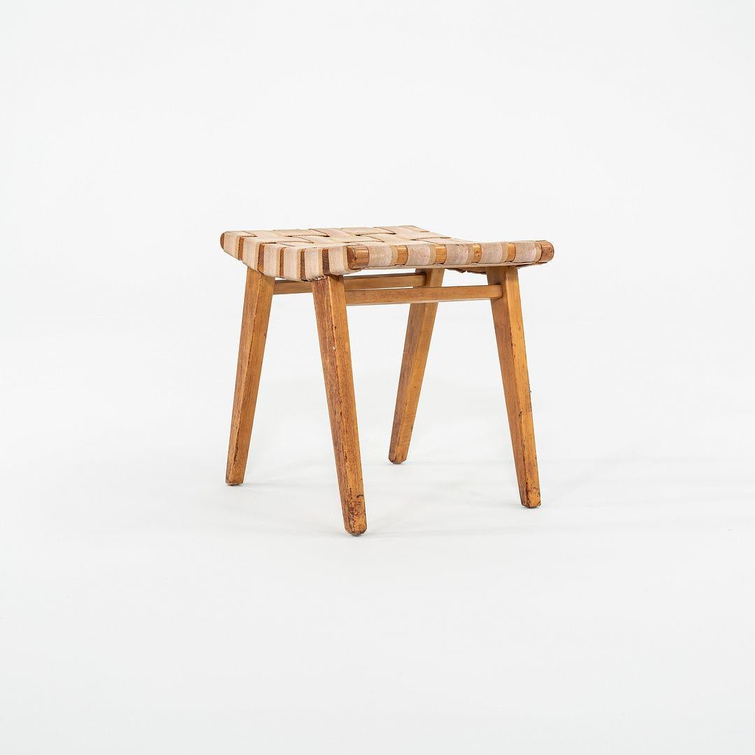 Mid-20th Century C. 1951 Jens Risom for Knoll Stool 667-W in Maple and Canvas with Label For Sale