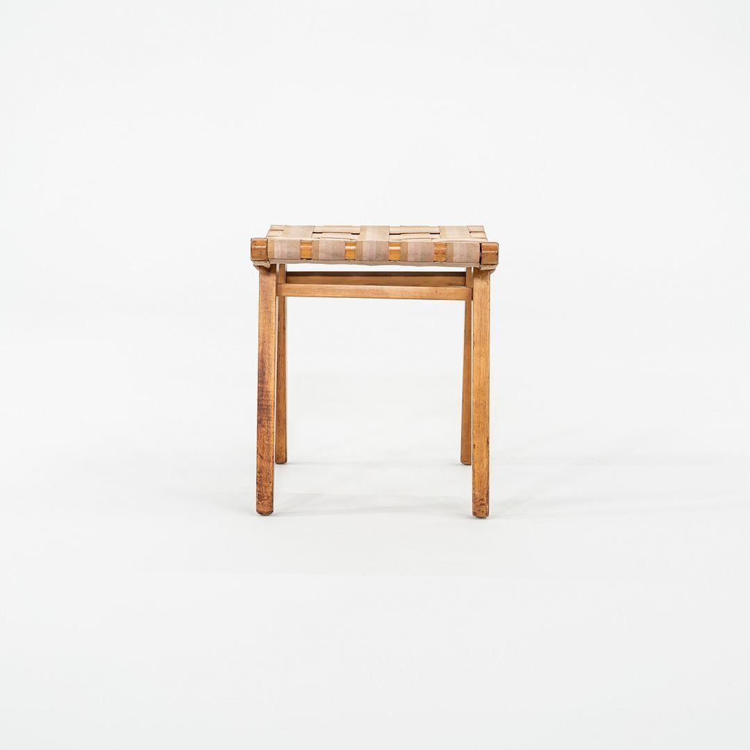 C. 1951 Jens Risom for Knoll Stool 667-W in Maple and Canvas with Label For Sale 1