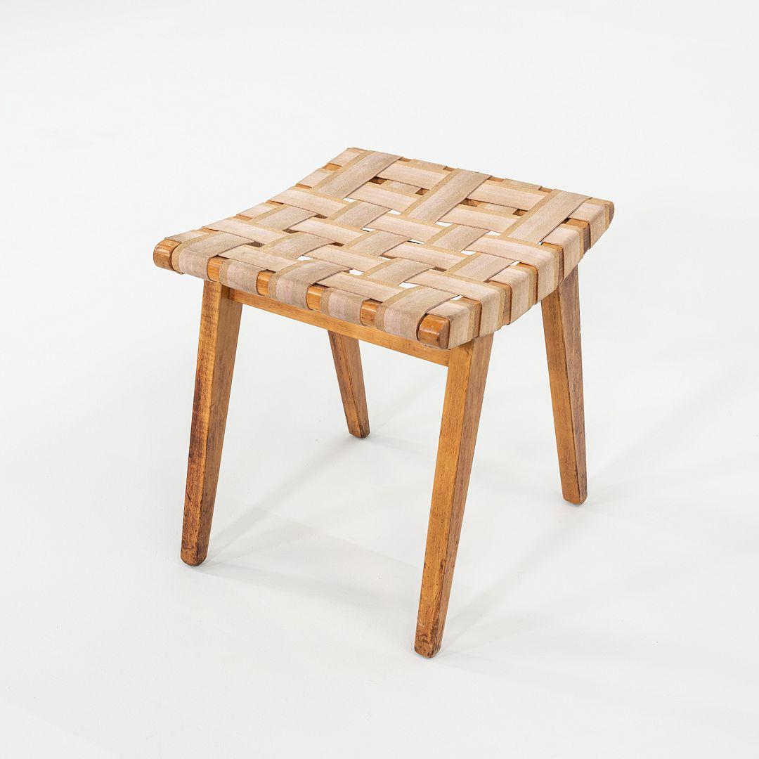 C. 1951 Jens Risom for Knoll Stool 667-W in Maple and Canvas with Label For Sale 3