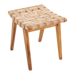 C. 1951 Jens Risom for Knoll Stool 667-W in Maple and Canvas with Label