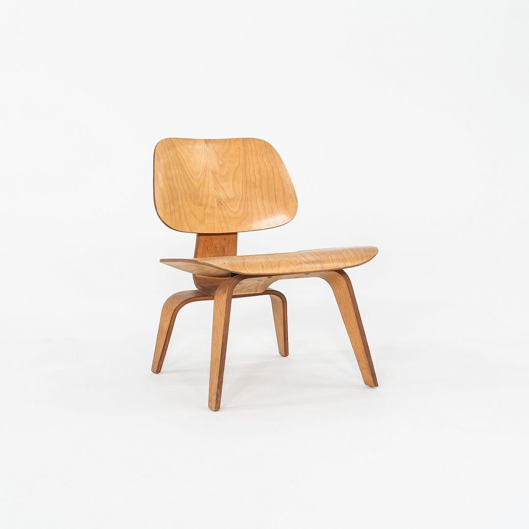 Mid-20th Century C. 1951 Pair of Herman Miller Eames LCW Lounge Chair in Calico Ash