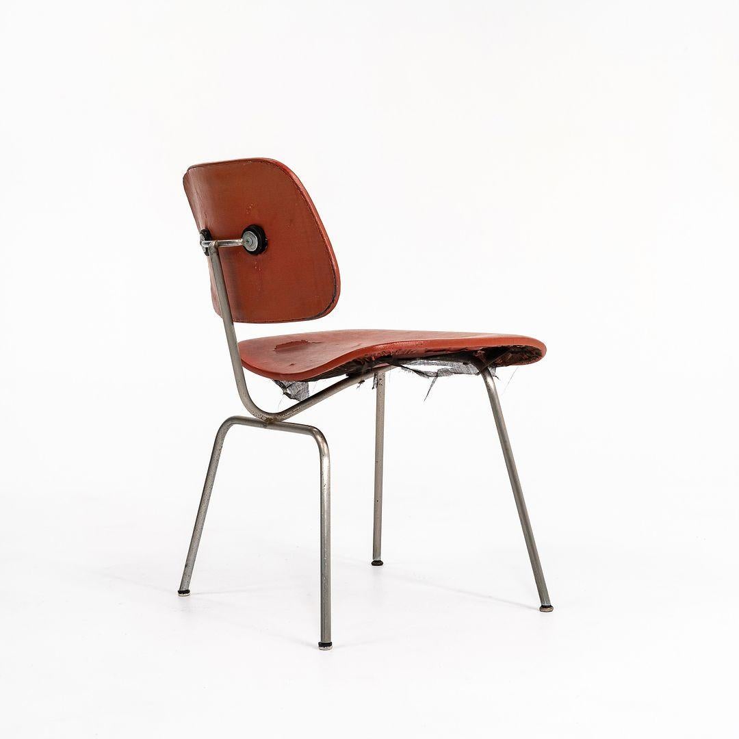 C. 1952 Seltener Herman Miller Evans Eames DCM Stuhl mit Originalpolsterung und Label im Angebot 2