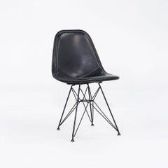 C. 1954 Herman Miller Eames DKR-1 Wire Dining Side Chair with Black Naugahyde