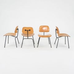 C. 1954 Set of Four Herman Miller Eames DCM Dining Chairs in Calico Ash & Steel