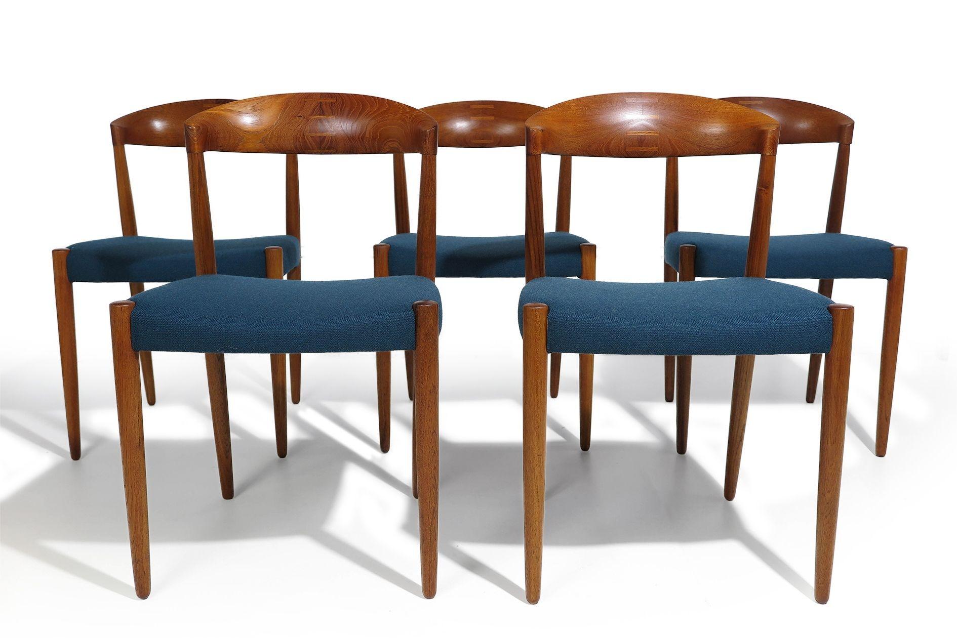 Danese c. 1956 Knud Andersen - Sedie da pranzo danesi in teak con lana verde acqua, set di dieci (10) in vendita