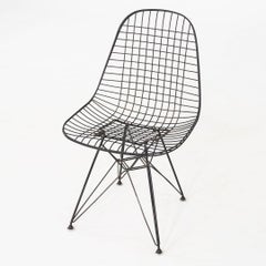 C. 1956 Pair of Herman Miller Eames DKR Wire Dining Chairs with Eiffel Bases