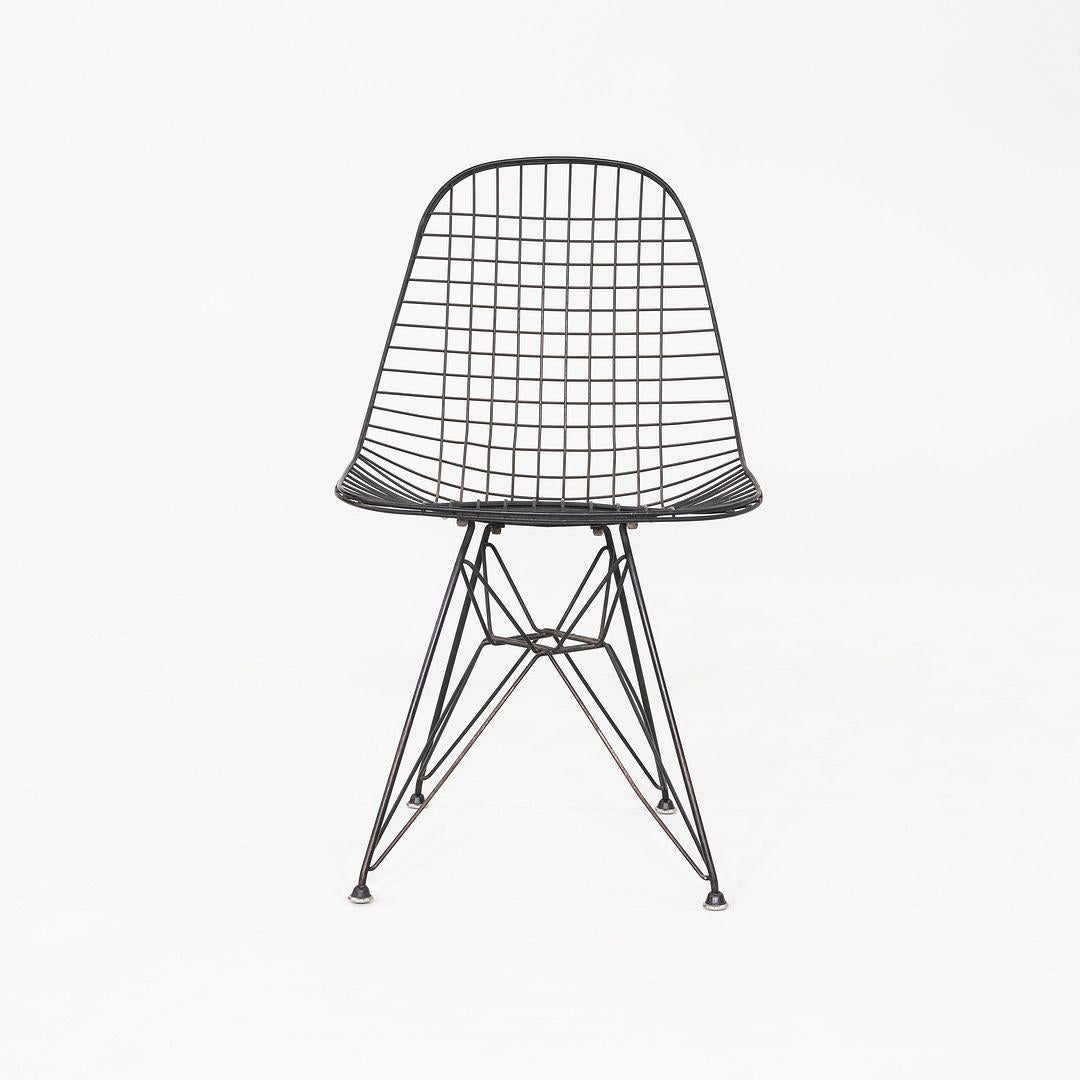 Modern C. 1956 Pair of Herman Miller Eames DKR Wire Dining Chairs with Eiffel Bases For Sale