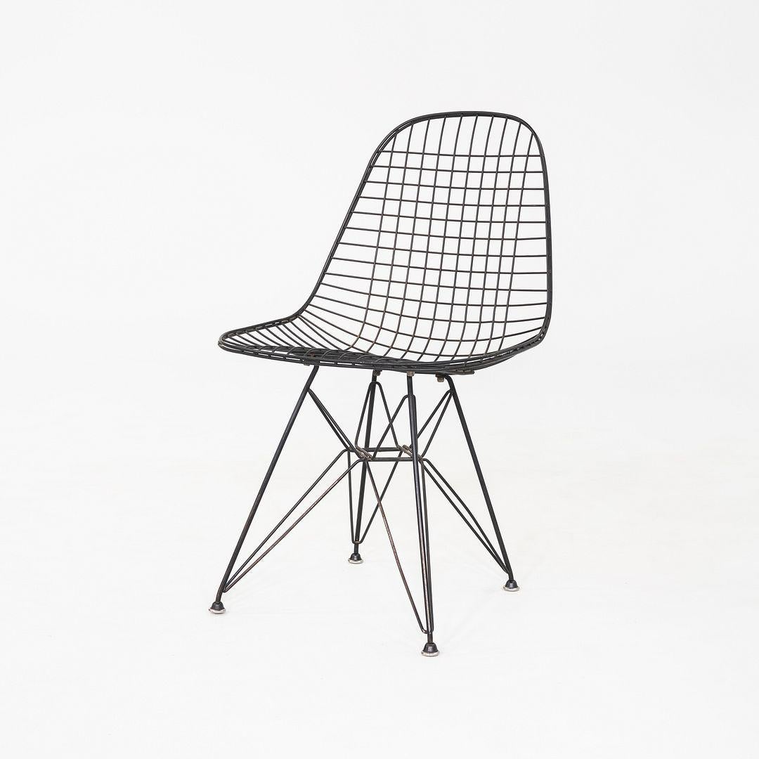 American C. 1956 Pair of Herman Miller Eames DKR Wire Dining Chairs with Eiffel Bases For Sale