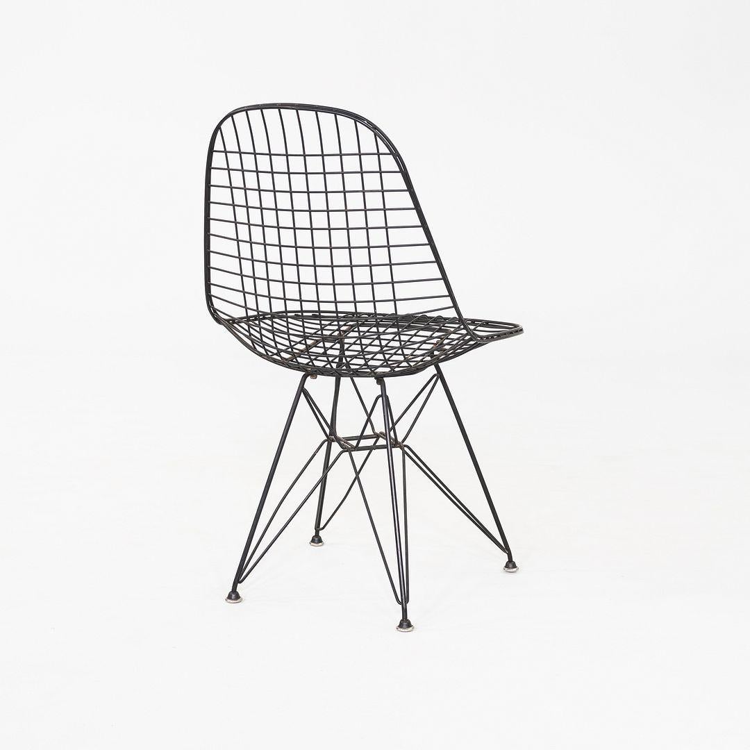 C. 1956 Pair of Herman Miller Eames DKR Wire Dining Chairs with Eiffel Bases For Sale 1