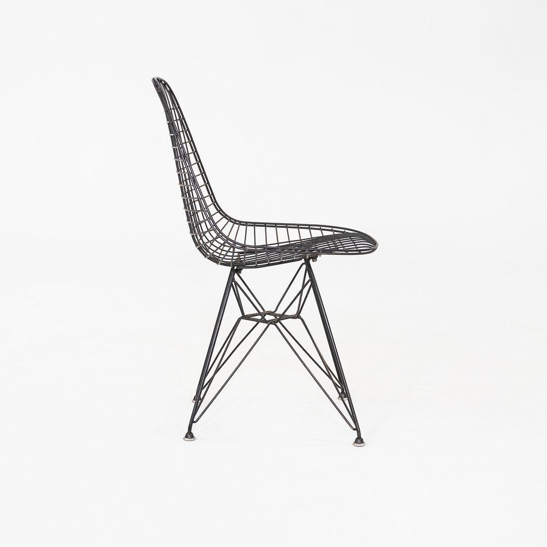 C. 1956 Pair of Herman Miller Eames DKR Wire Dining Chairs with Eiffel Bases For Sale 2