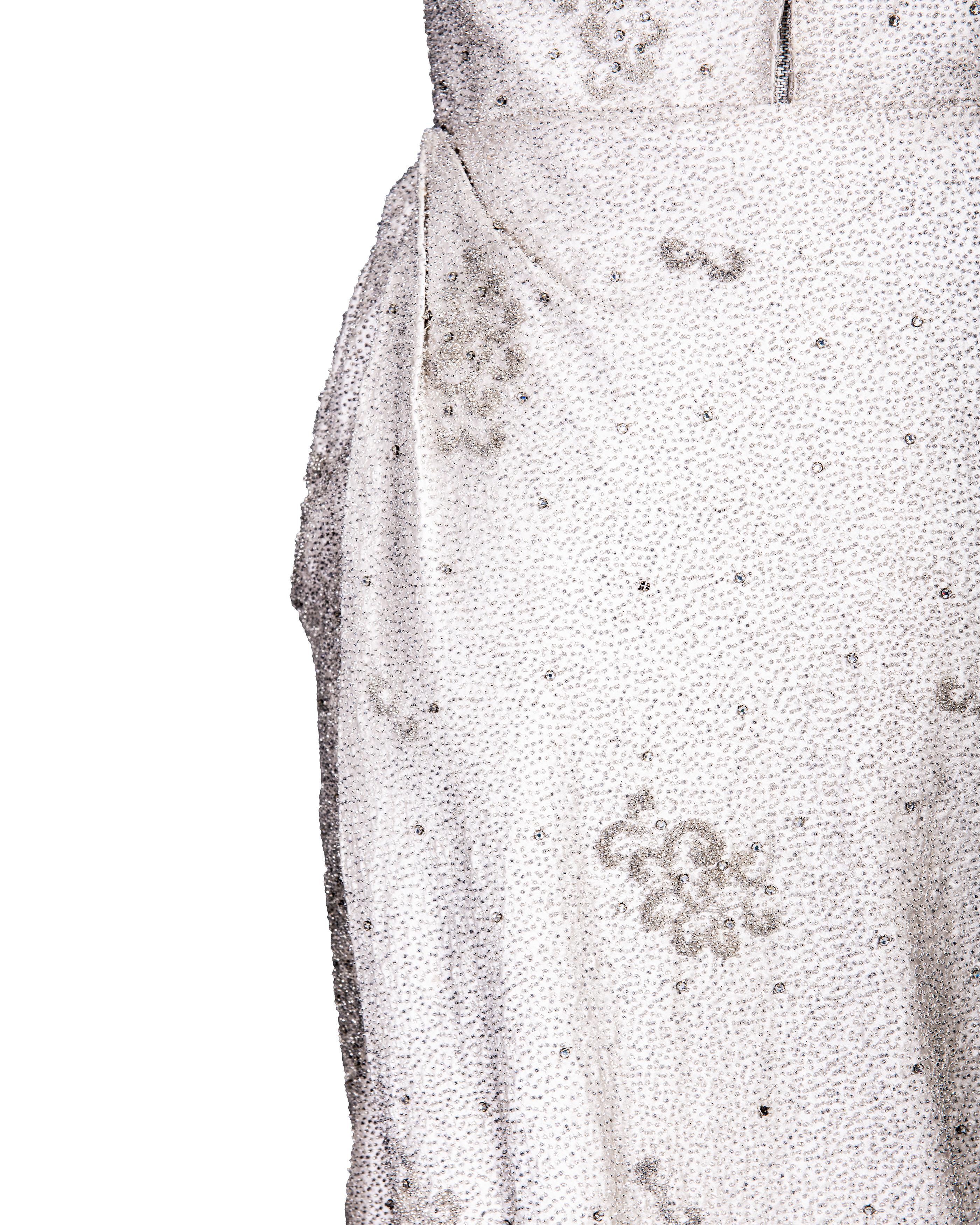 c. 1958 Pirovano Pale Gray Fully Embellished Gown with Filigree Details 5