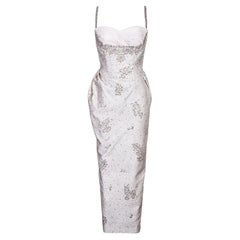 c. 1958 Pirovano Pale Gray Fully Embellished Gown with Filigree Details