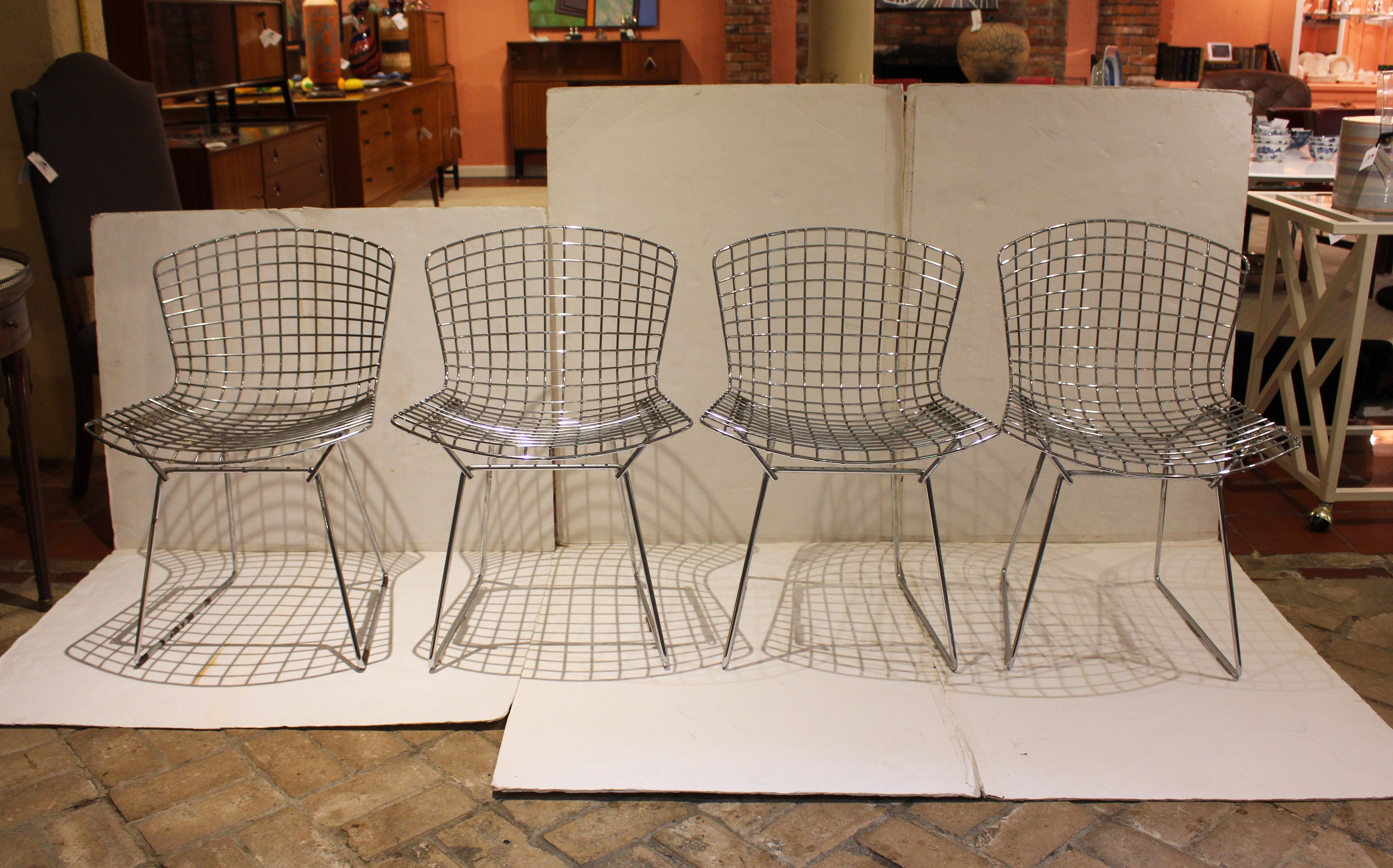 c. 1960-70 Set di 4 sedie Bertoia in acciaio cromato di Knoll