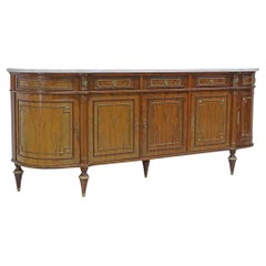 C. 1960  Enfilade de style Louis XVI français, dessus en marbre, acajou, doré et feuillagé !