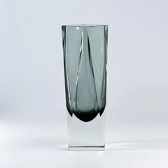 c. 1960, Murano Sommerso Glass Vase - Smoky Grey - 6.69 in
