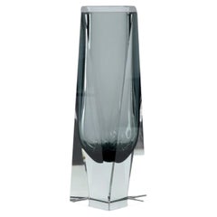 c. 1960, Murano Sommerso Glass Vase - Smoky Grey - 6.69 in
