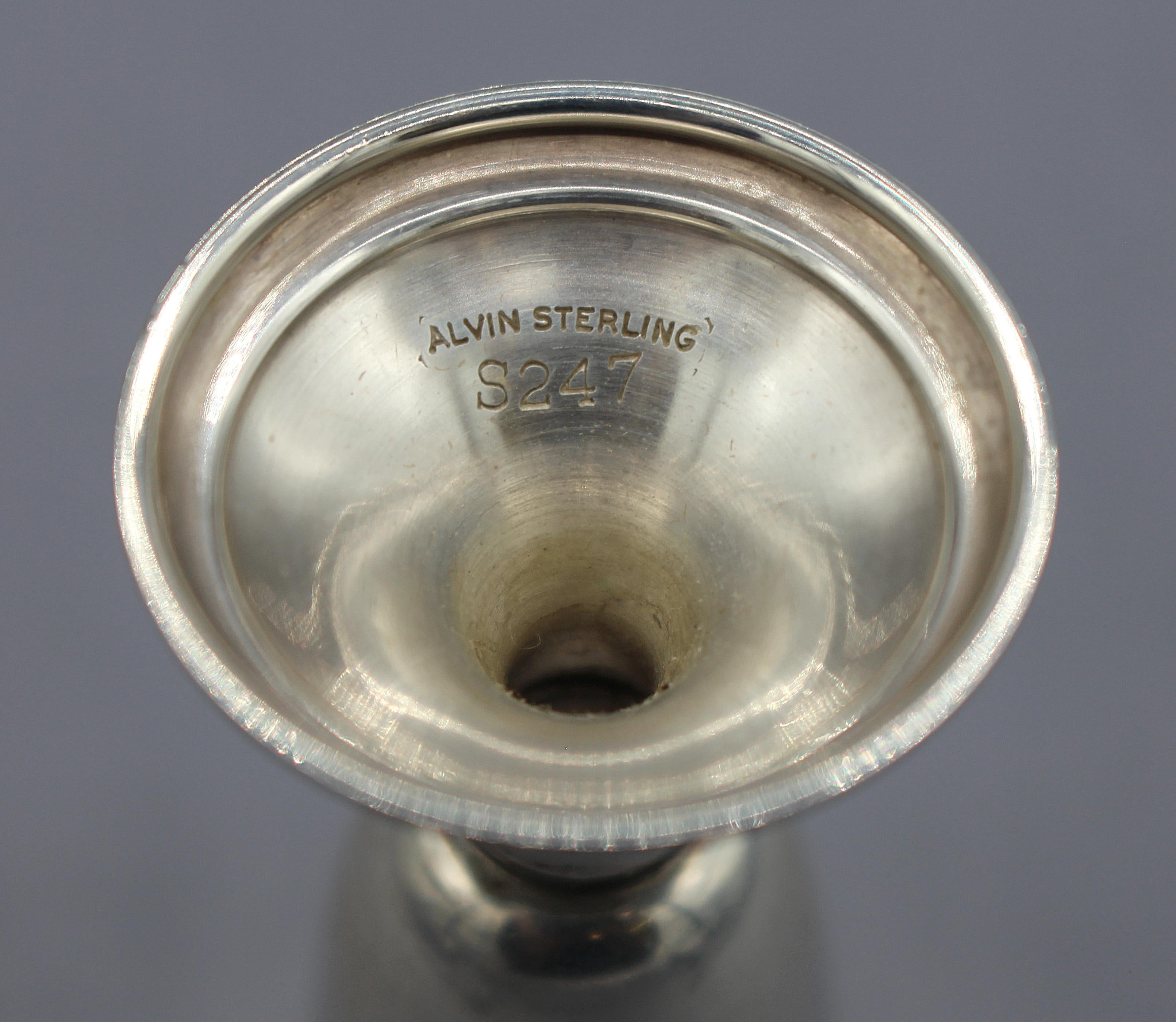 c. 1960 Set of 8 Sterling Silver Cordials by Alvin In Good Condition In Chapel Hill, NC