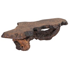 C. 1960s Burled Redwood Free-Form Coffee Table 24x60" C. 1960s Burled Redwood Free-Form Coffee Table 24x60"