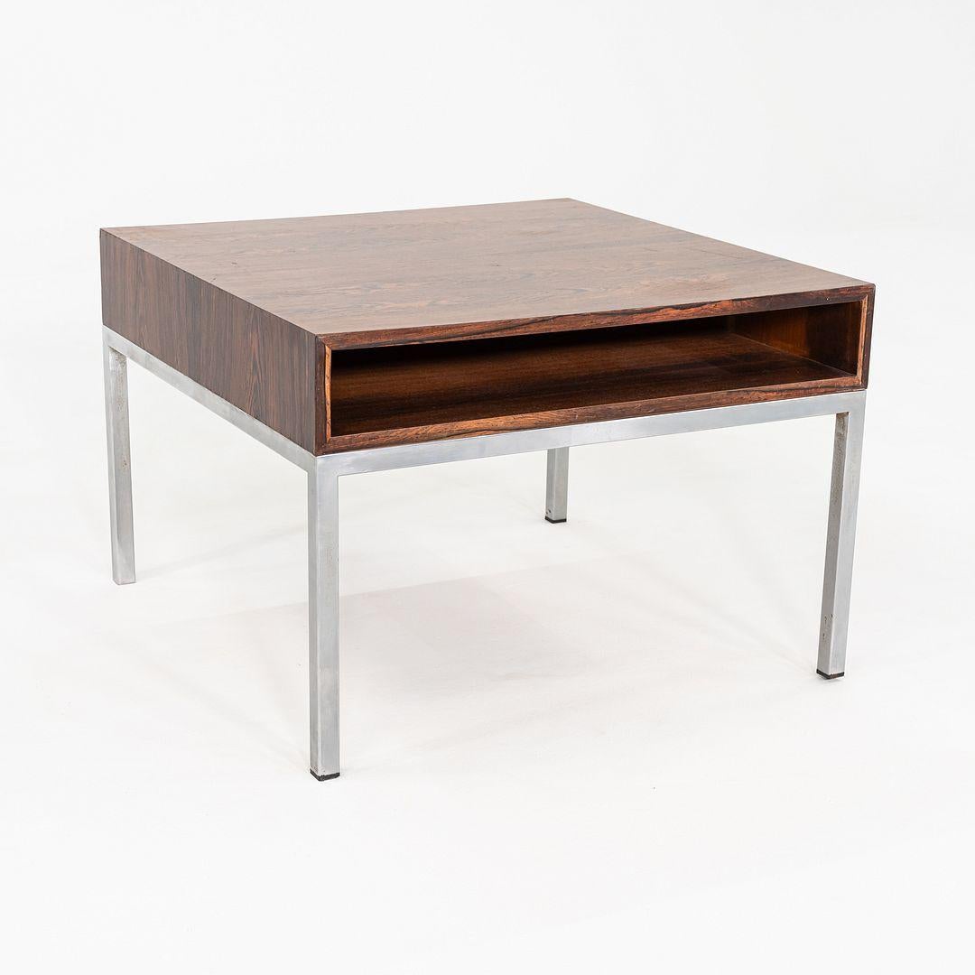 C. 1960s Danish Rosewood Side / End Table with Chromed Steel Base and Drawer For Sale 5