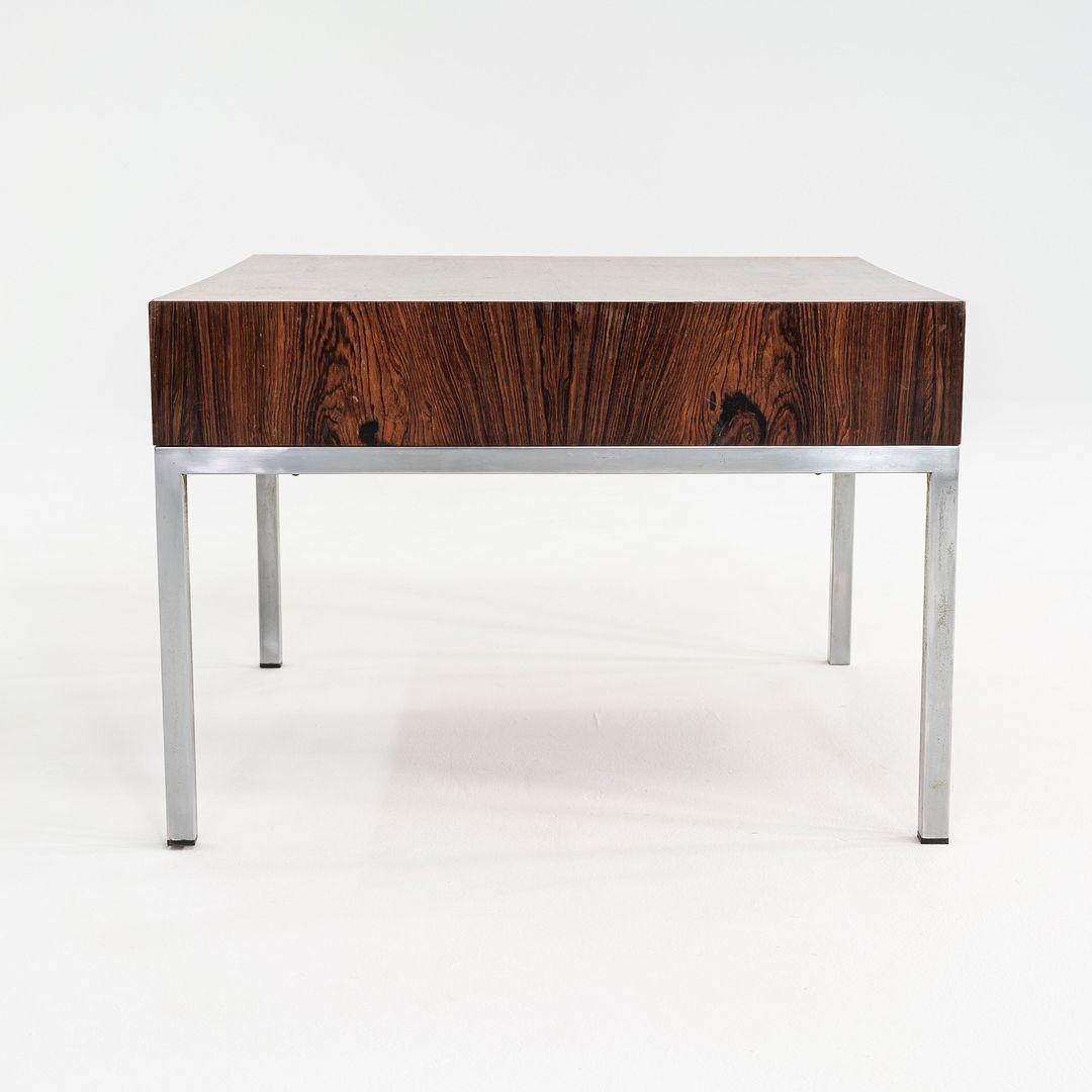 C. 1960s Danish Rosewood Side / End Table with Chromed Steel Base and Drawer For Sale 6