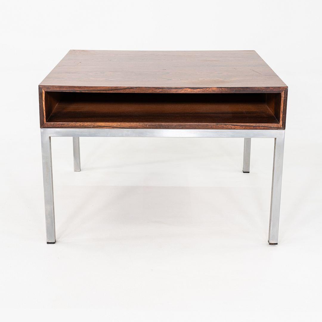 C. 1960s Danish Rosewood Side / End Table with Chromed Steel Base and Drawer For Sale 7
