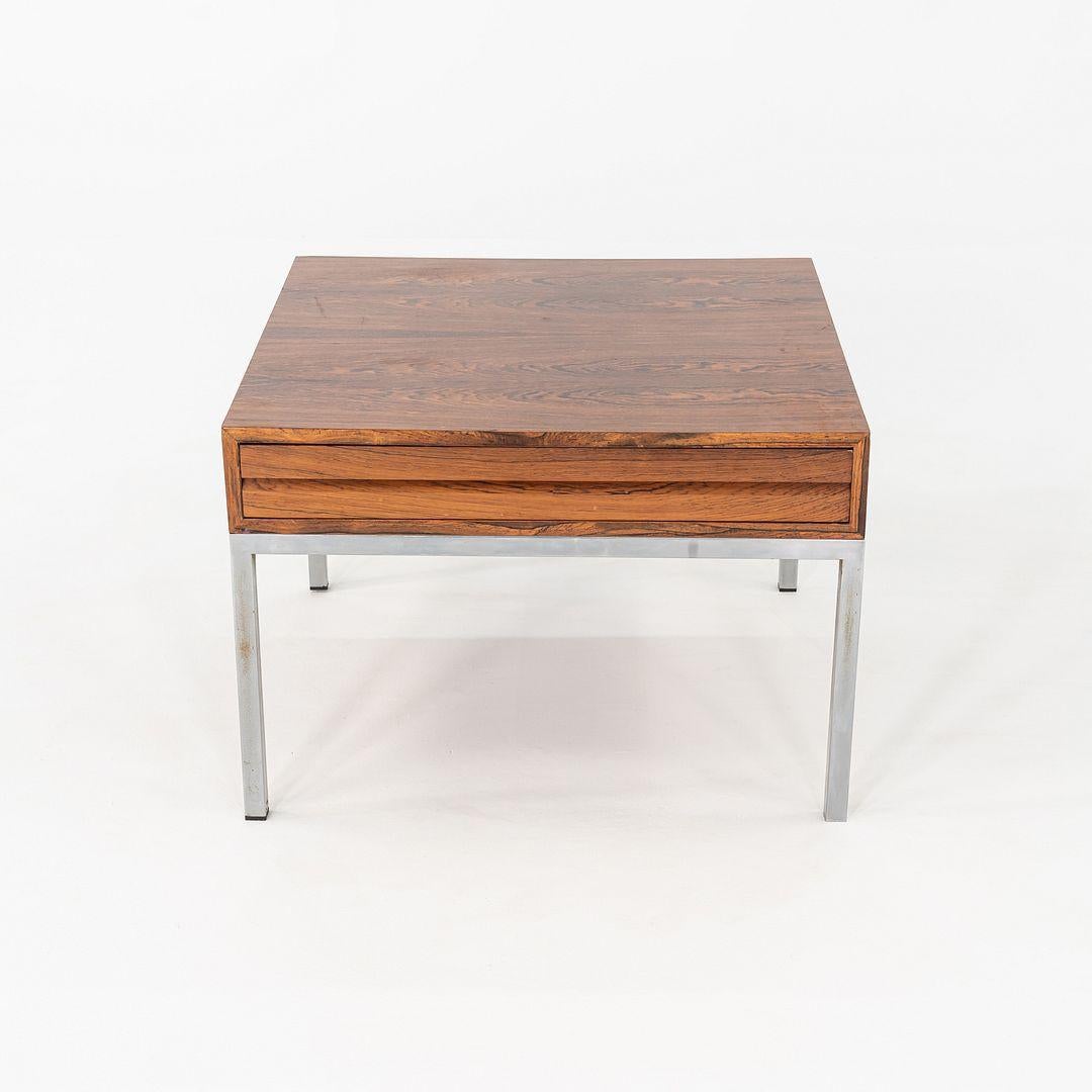 C. 1960s Danish Rosewood Side / End Table with Chromed Steel Base and Drawer For Sale 1