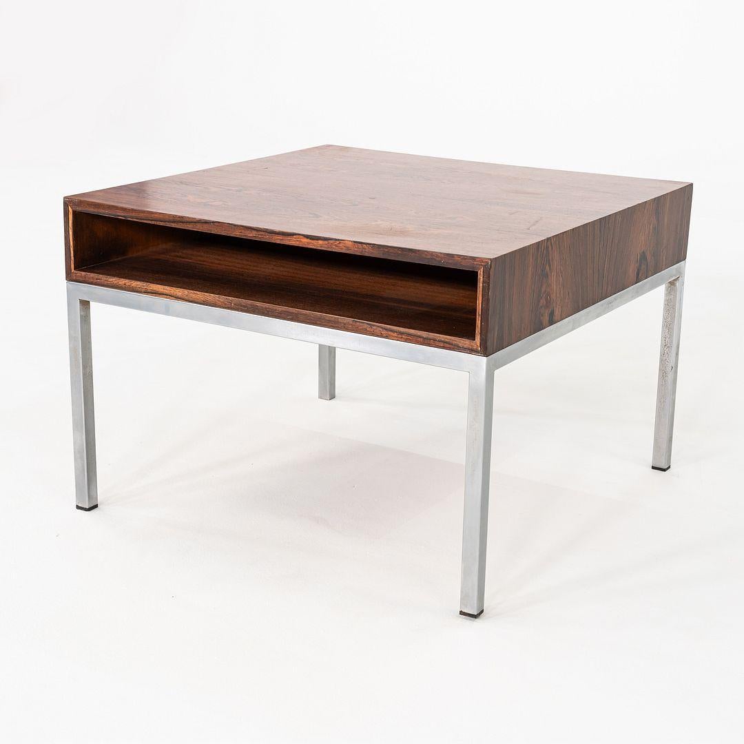 C. 1960s Danish Rosewood Side / End Table with Chromed Steel Base and Drawer For Sale 2