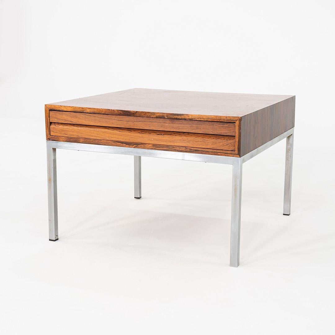 C. 1960s Danish Rosewood Side / End Table with Chromed Steel Base and Drawer For Sale 3