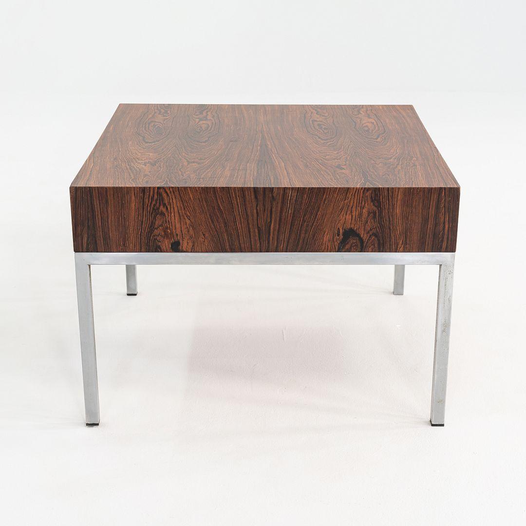 C. 1960s Danish Rosewood Side / End Table with Chromed Steel Base and Drawer For Sale 4