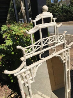 Italian Faux Bamboo Pagoda Mirror, Custom Paint, circa 1960s