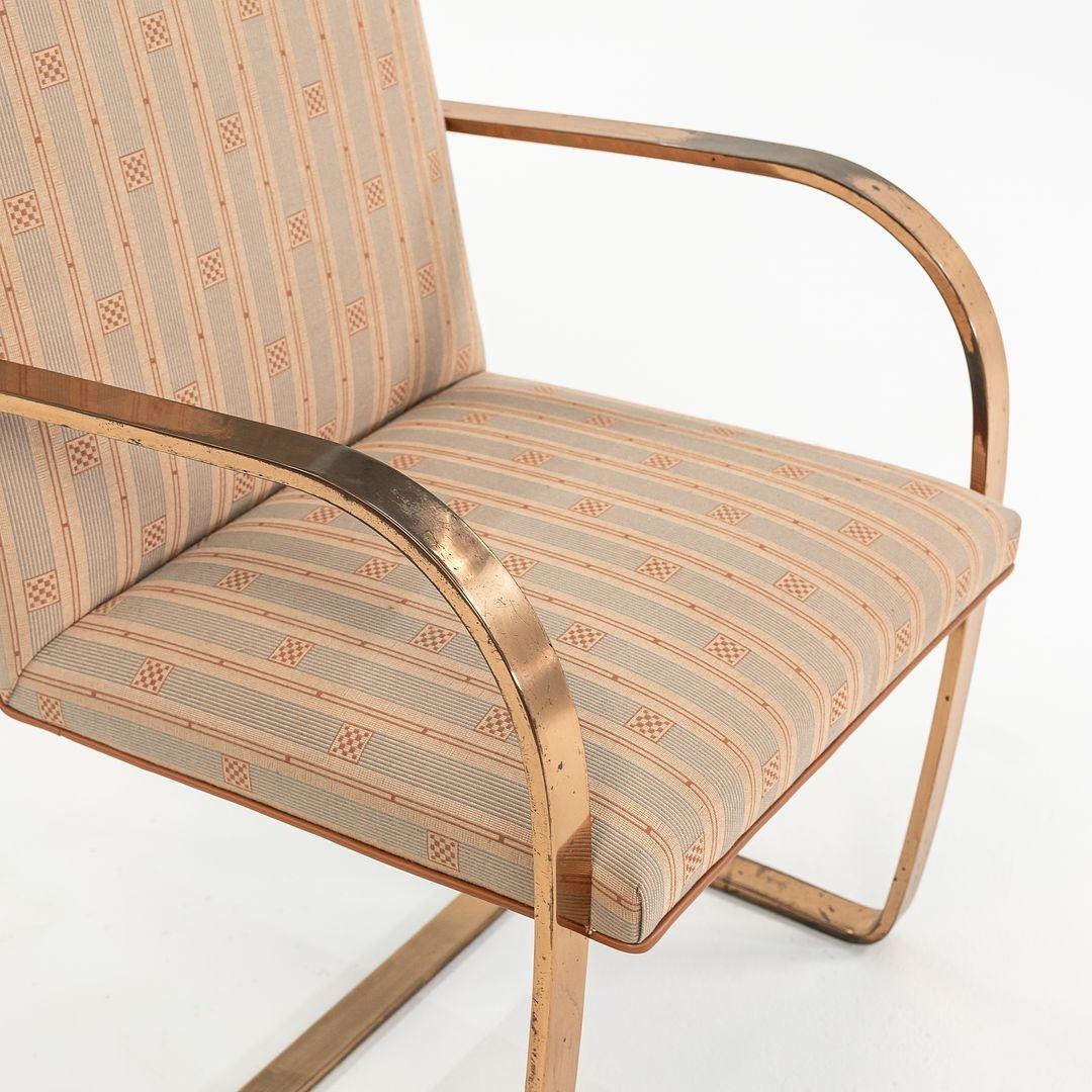 C. 1960s Mies van der Rohe Brno High Back Chair in Gold over Bronze Frame For Sale 4
