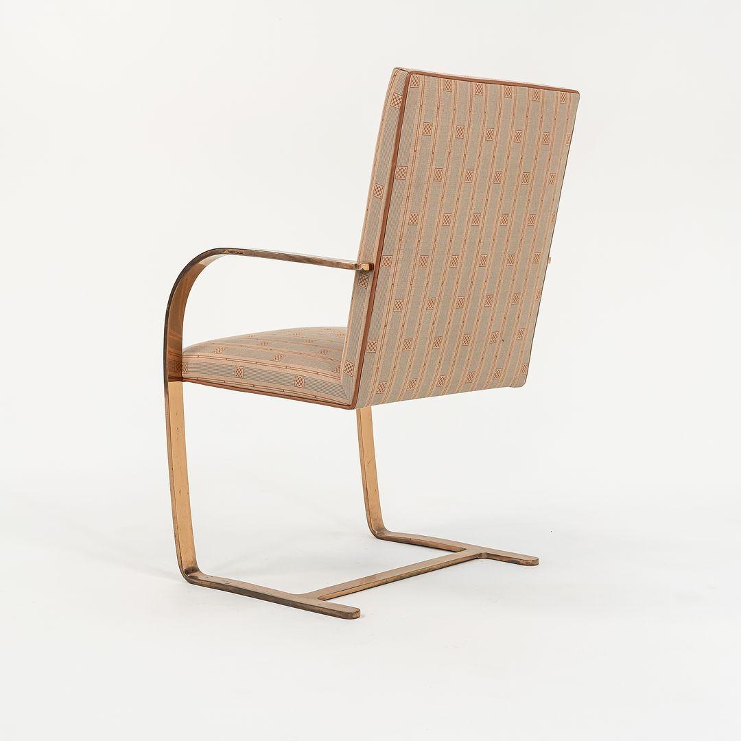 American C. 1960s Mies van der Rohe Brno High Back Chair in Gold over Bronze Frame For Sale