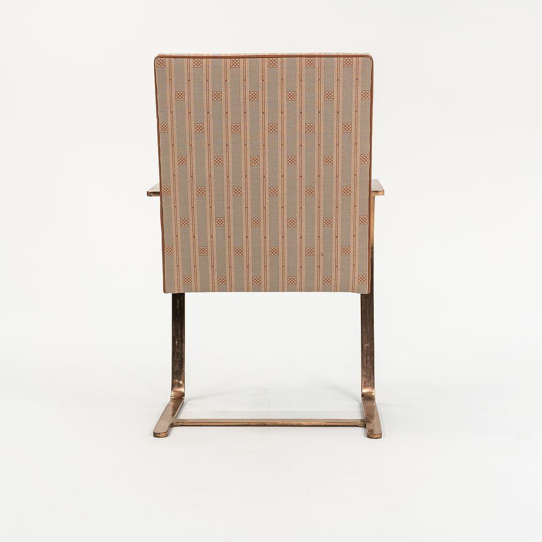 C. 1960s Mies van der Rohe Brno High Back Chair in Gold over Bronze Frame In Good Condition For Sale In Philadelphia, PA
