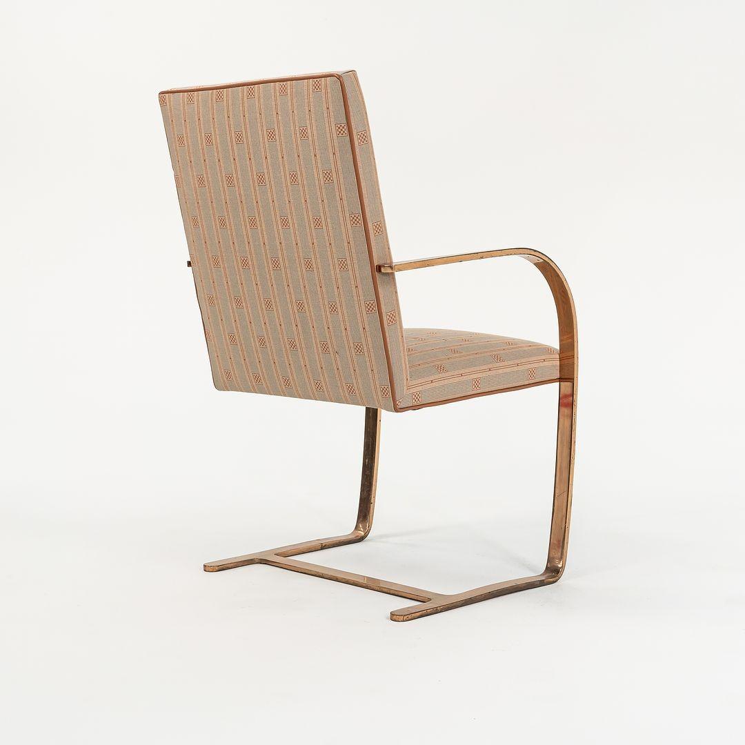 Mid-20th Century C. 1960s Mies van der Rohe Brno High Back Chair in Gold over Bronze Frame For Sale