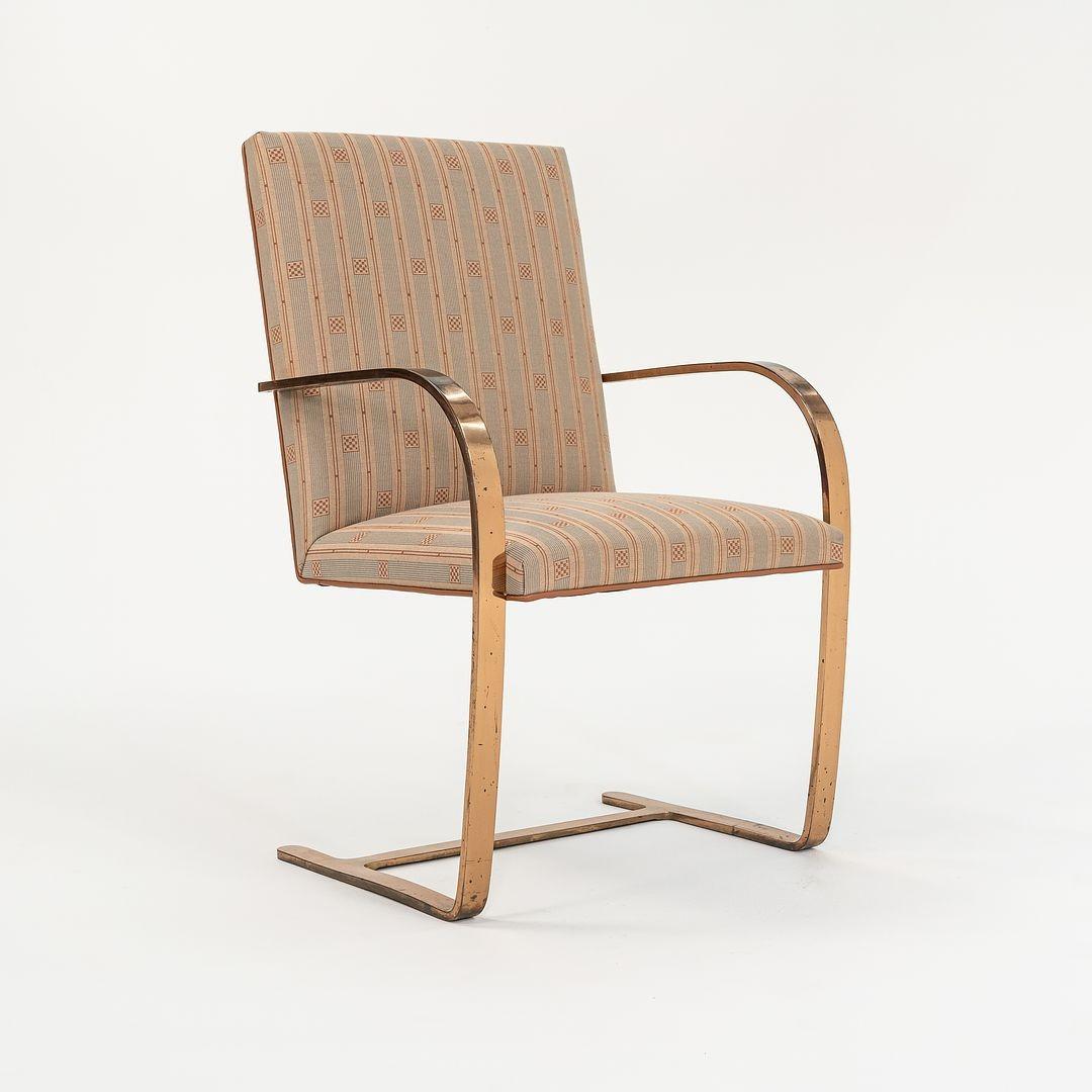 C. 1960s Mies van der Rohe Brno High Back Chair in Gold over Bronze Frame For Sale 2