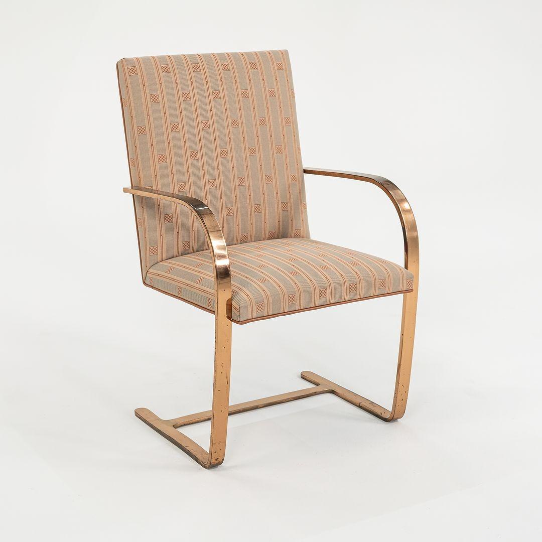 C. 1960s Mies van der Rohe Brno High Back Chair in Gold over Bronze Frame For Sale 3