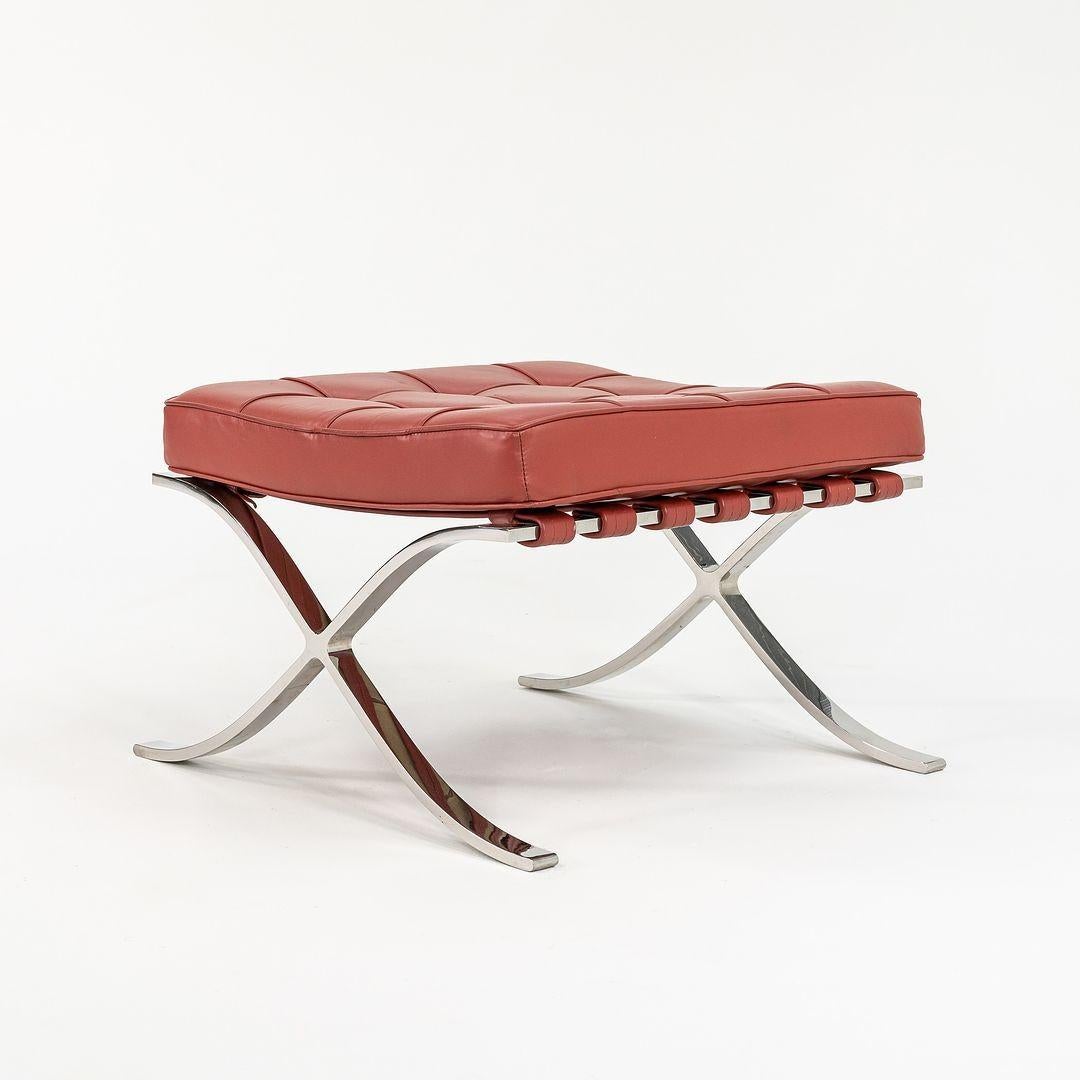 Modern C. 1960s Mies van der Rohe for Knoll Barcelona Ottoman in Red Leather restored For Sale