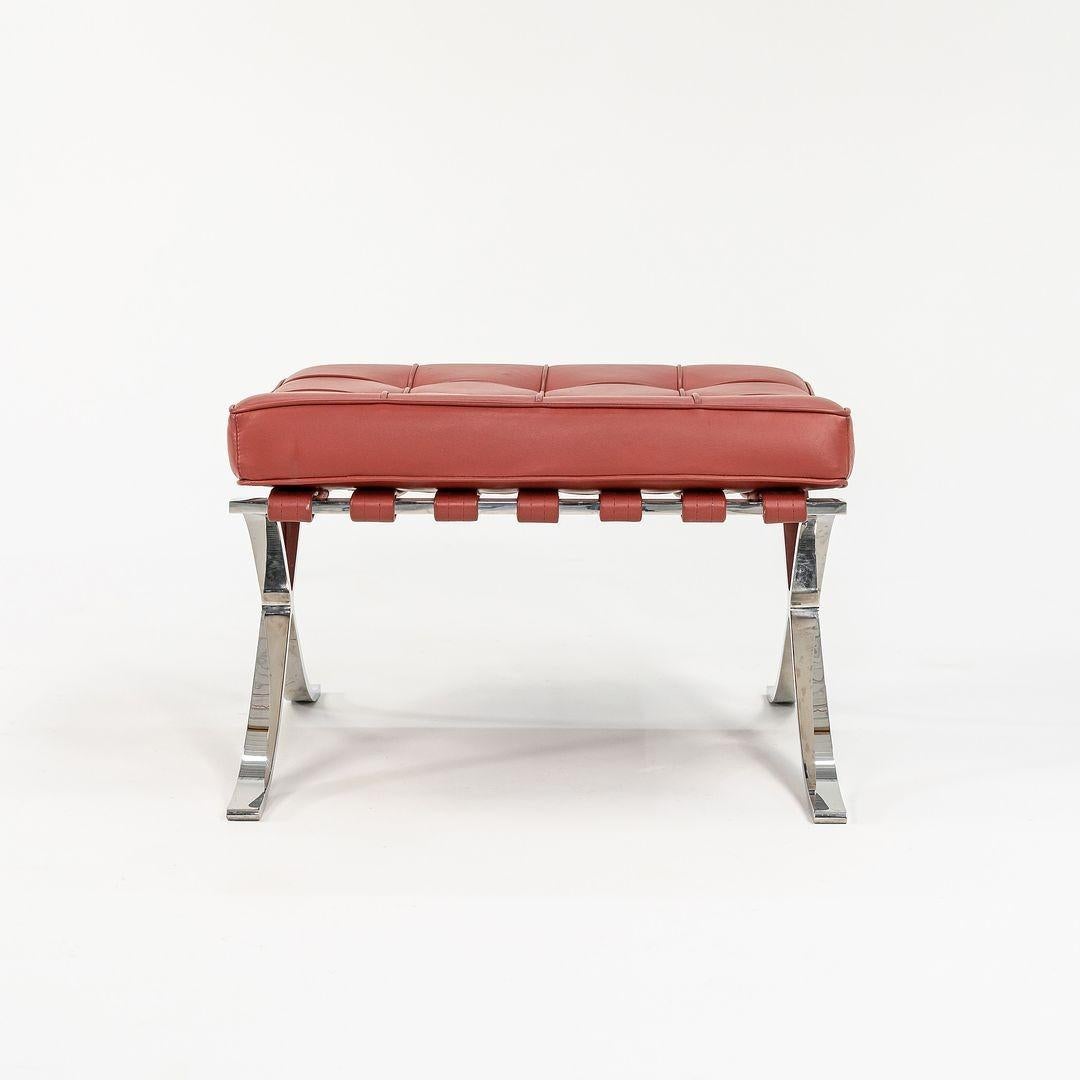 American C. 1960s Mies van der Rohe for Knoll Barcelona Ottoman in Red Leather restored For Sale