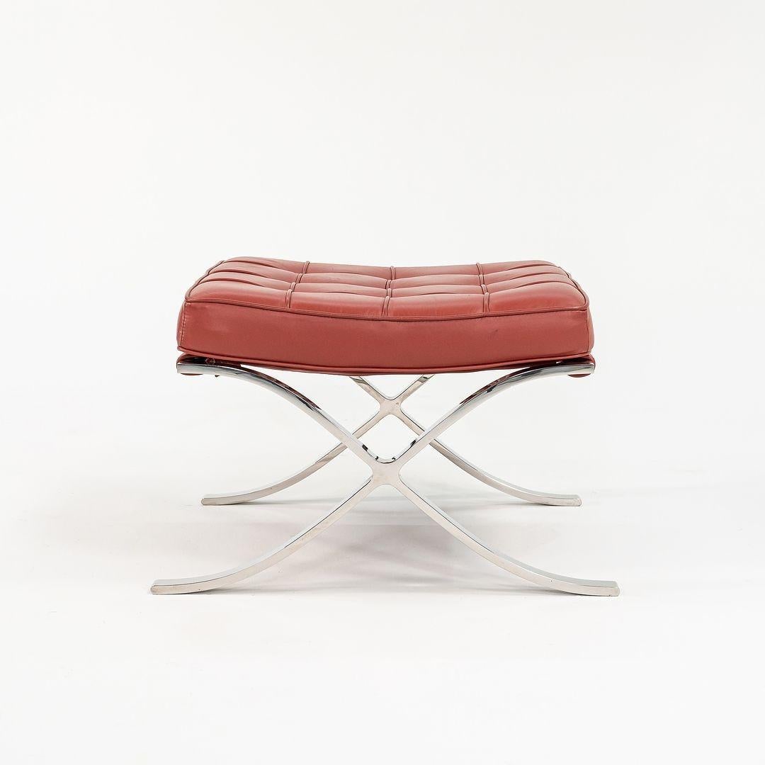 Mid-20th Century C. 1960s Mies van der Rohe for Knoll Barcelona Ottoman in Red Leather restored For Sale