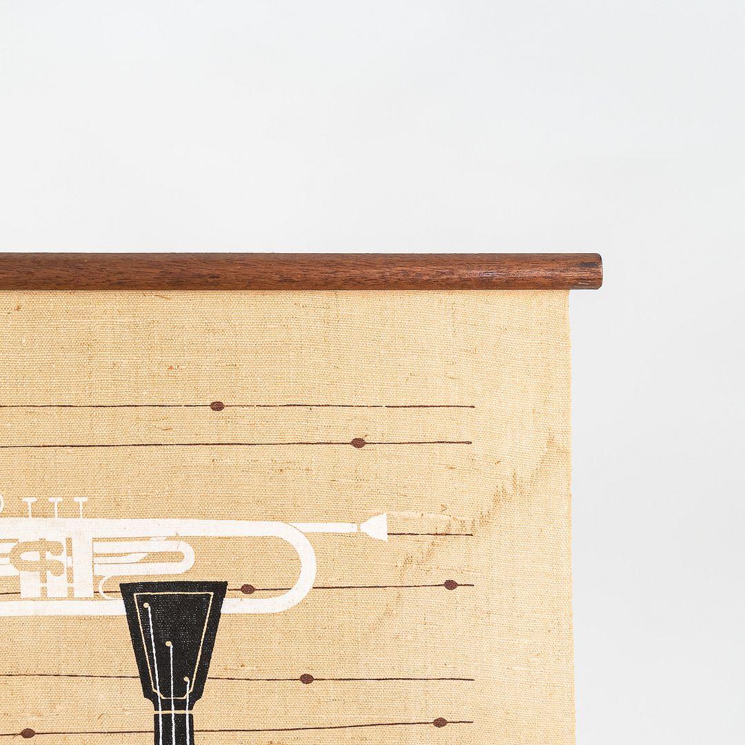 C. 1960s Ross F. Littell Linen Scroll Wall Hanging of Instruments, Example #1 For Sale 1