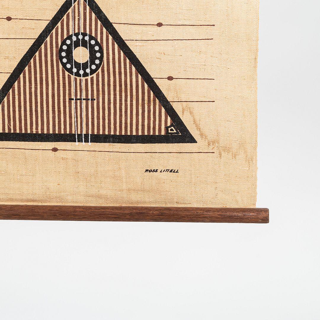 C. 1960s Ross F. Littell Linen Scroll Wall Hanging of Instruments, Example #1 For Sale 3