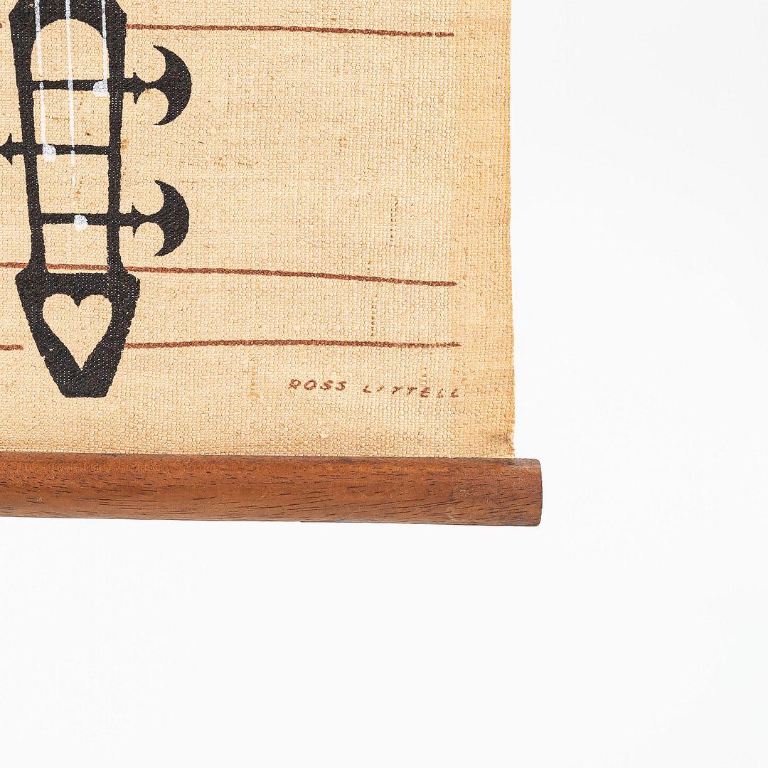 C. 1960s Ross F. Littell Linen Scroll Wall Hanging of Instruments, Example #2 For Sale 6