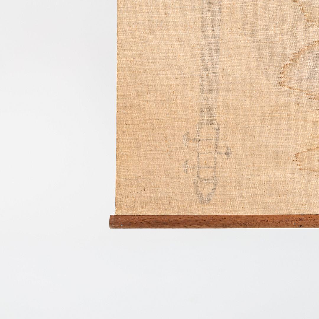 C. 1960s Ross F. Littell Linen Scroll Wall Hanging of Instruments, Example #2 In Good Condition For Sale In Philadelphia, PA