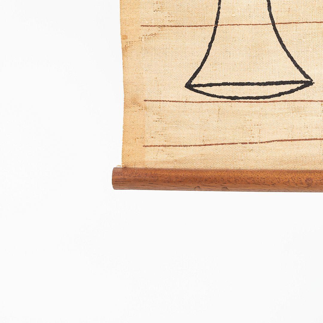 C. 1960s Ross F. Littell Linen Scroll Wall Hanging of Instruments, Example #2 For Sale 2